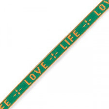 Ribbon text "Love life" Neon green-orange